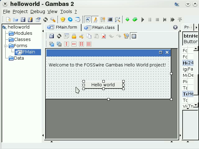 Click here to watch the video Gambas IDE screenshot