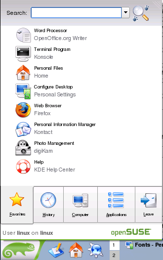SUSE K menu