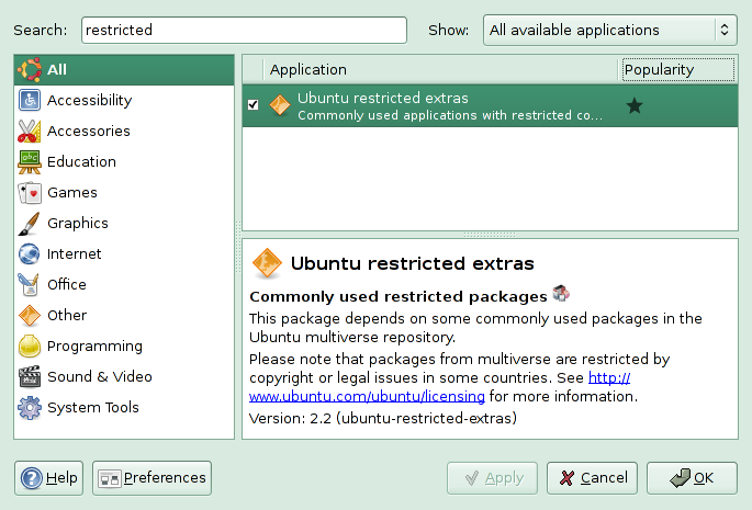 Ubuntu Restricted Extras