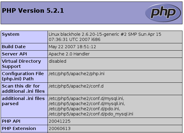 phpinfo