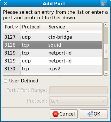 Fedora 8 system-config-securitylevel Add Port exception