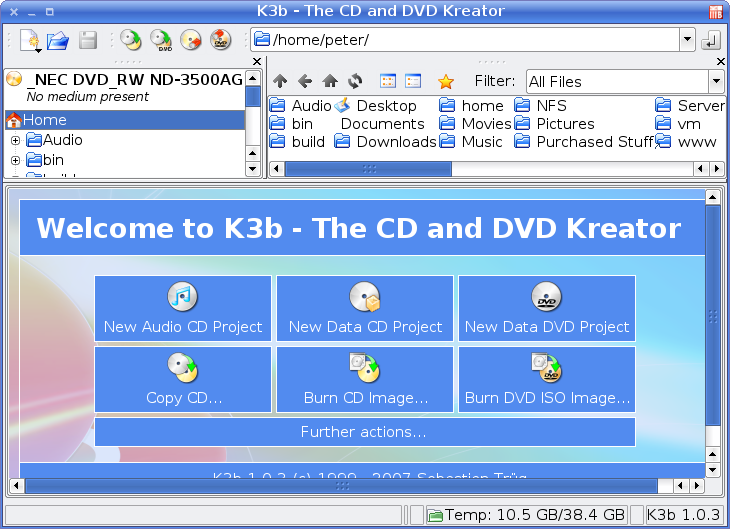 K3B main window screenshot