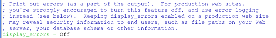php.ini display_errors directive
