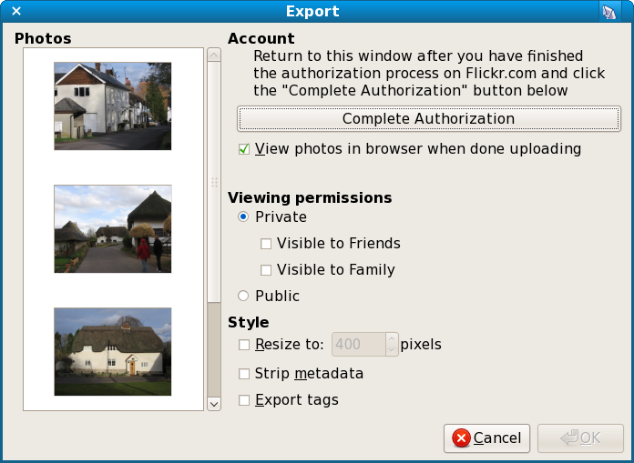 Flickr authorisation in F-Spot