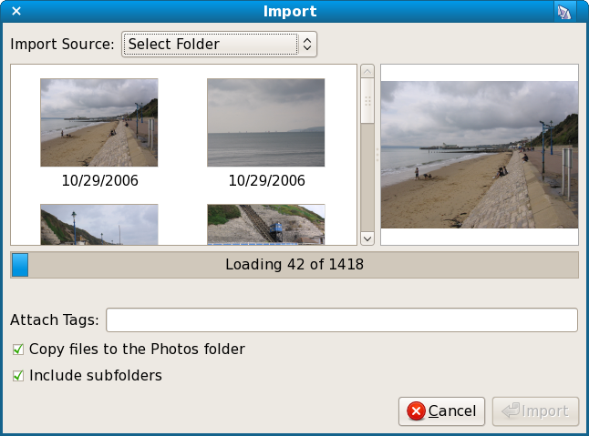 F-Spot importing 1400 photos