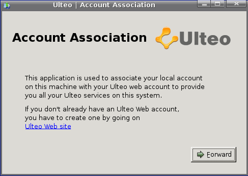 Ulteo Account Association window screenshot