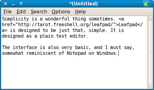 Leafpad interface screenshot