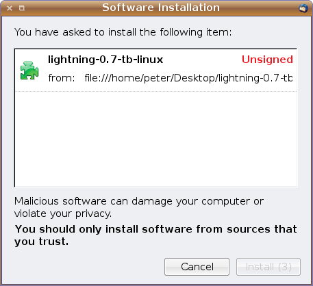 Installing a Thunderbird extension