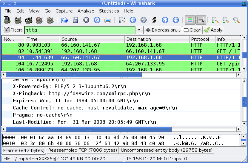 wireshark capture packets from a website