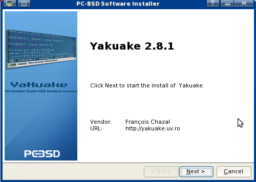 Installing Yakuake in PC-BSD screenshot