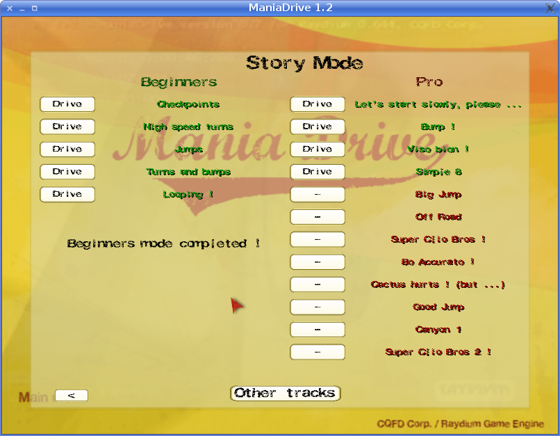 ManiaDrive menu