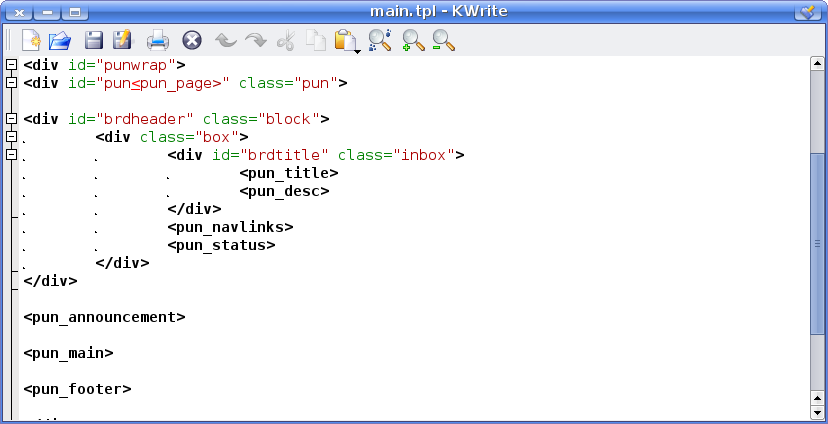 PunBB template file screenshot
