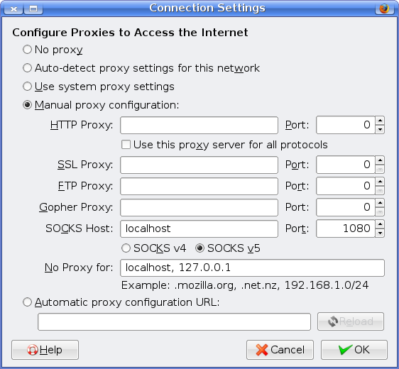 Firefox Connection Settings screenshot