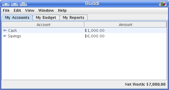 Buddi\'s basic interface