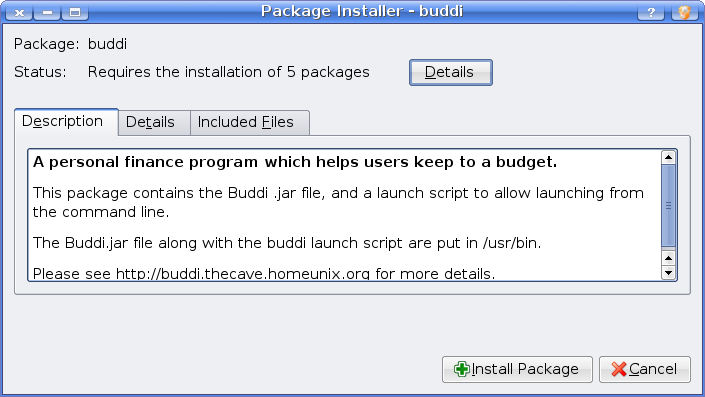 Installing Buddi under Kubuntu Hardy