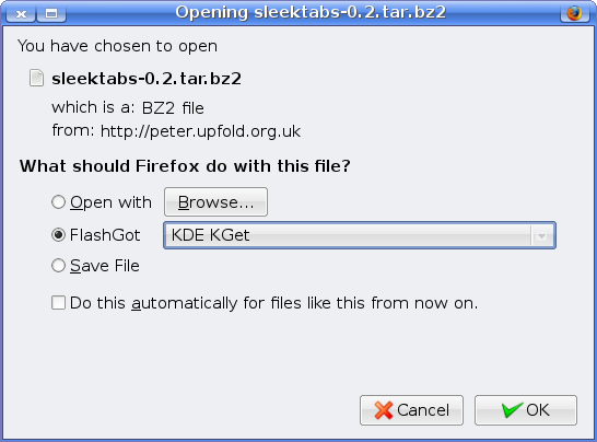FlashGot Firefox download window integration