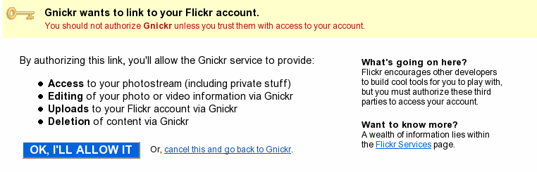 Flickr authorisation