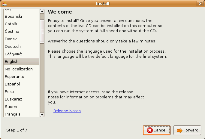 Ubuntu Installer Language Select