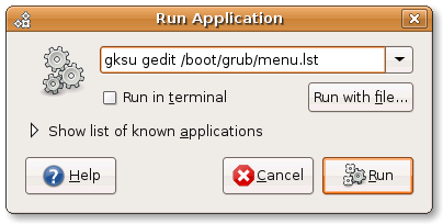 Run Application window