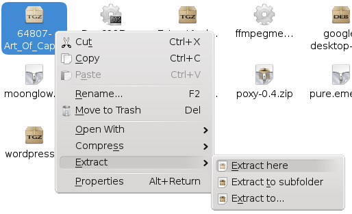 Extract and Compress menu