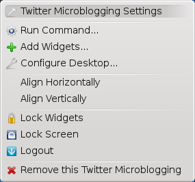 KDE Twitter Context menu