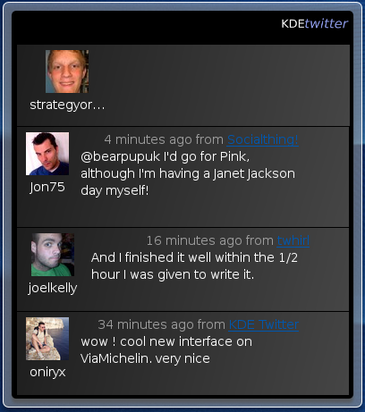 KDE Twitter Widget (with tweets)