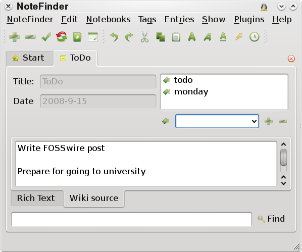NoteFinder screenshot