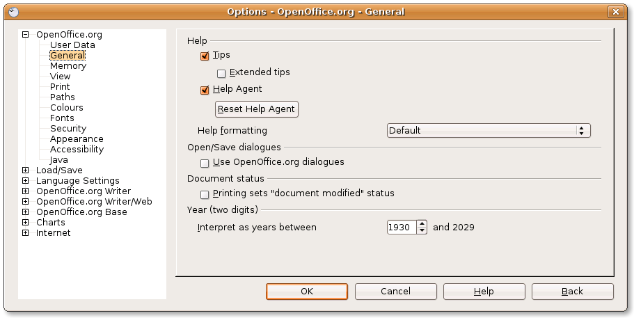 OOo Tools-Options-General