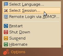 Session Manager in GDM on Ubuntu