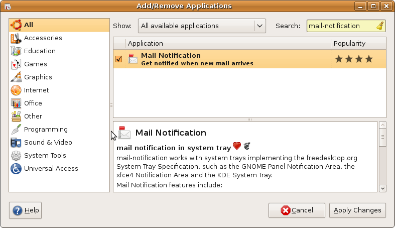 Installing Mail Notification in Ubuntu