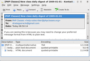 Kontact KMail Plain text message view