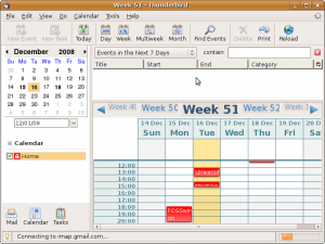 Thunderbird with Lightning installed, showing Calendar module