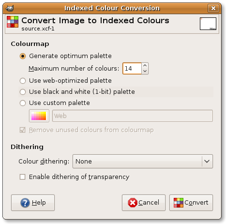 Convert to Indexed Colours